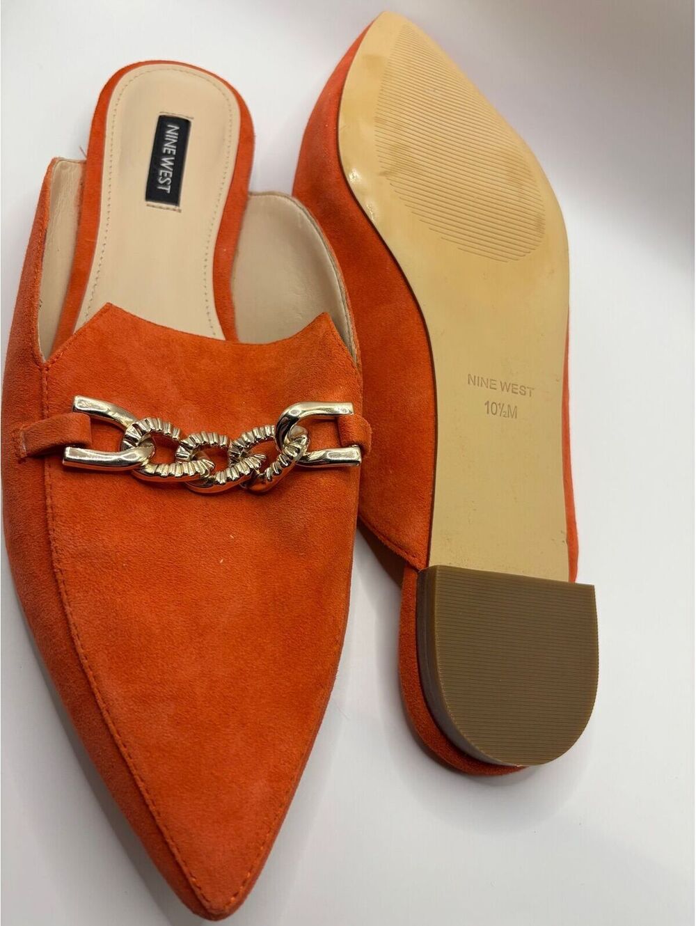 Nine West Suede Chain Azur Mule Slides Size 10-1/2 M